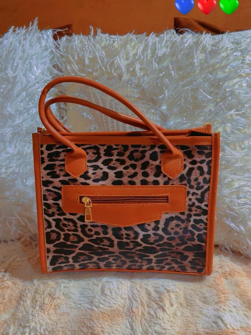 SHEIN Leopard Print Crossbody Bag with Orange Trim